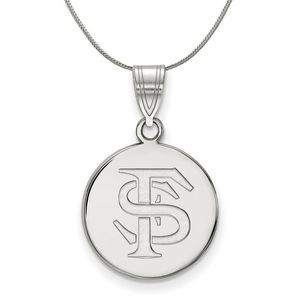 Sterling Silver Florida State Medium Disc Necklace - 18 In